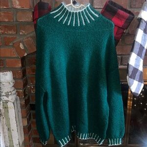 Oversized Mock Neck Green Sweater
